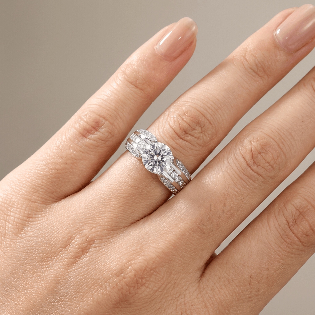 Silver Round Diamond Pave Band Ring by Rose & Oliver - product image 2