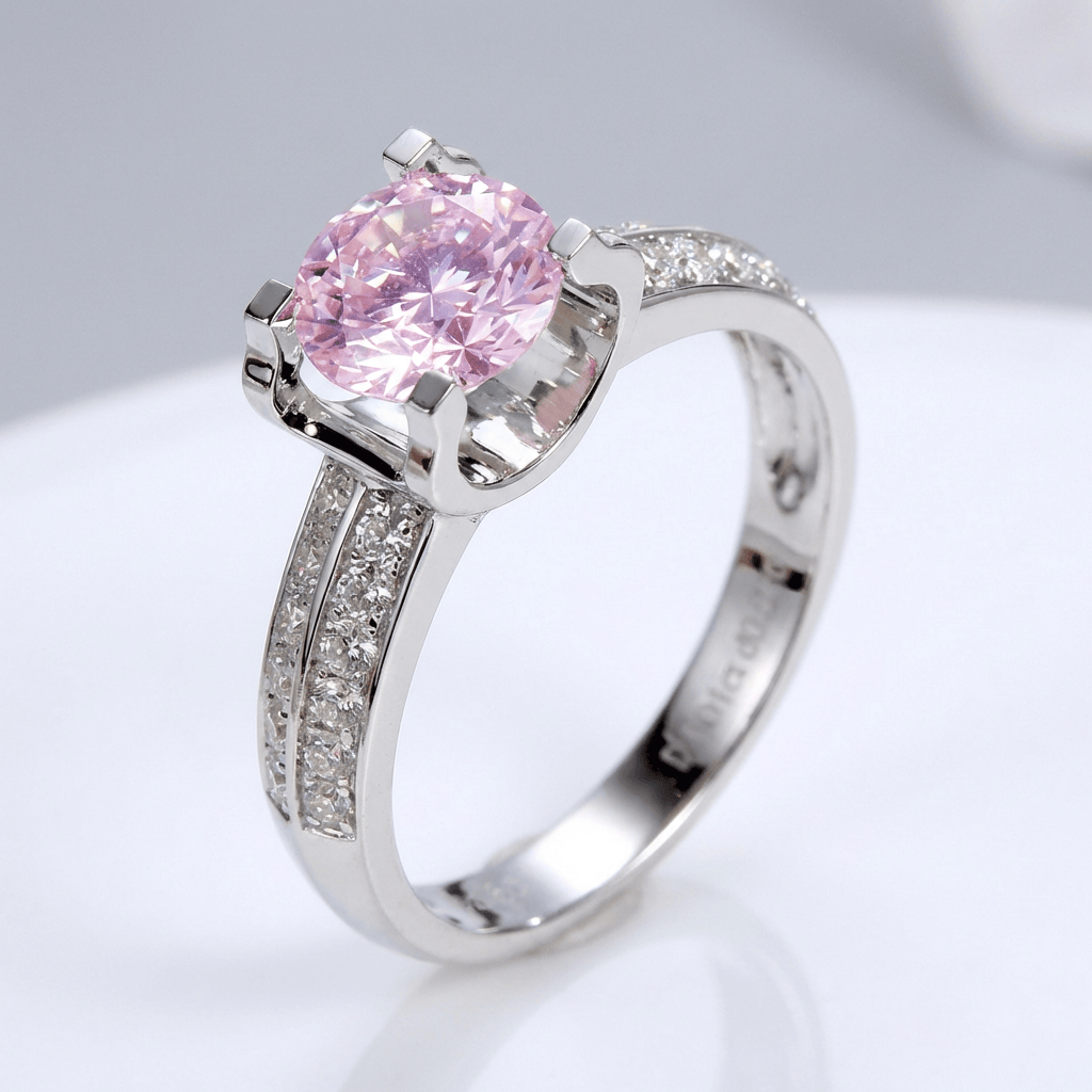 Silver Round Diamond Pave Solitaire Ring - (Adjustable) by Rose & Oliver - product image 3
