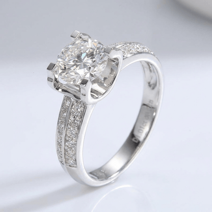 Silver Round Diamond Pave Solitaire Ring - (Adjustable) by Rose & Oliver - product image 1
