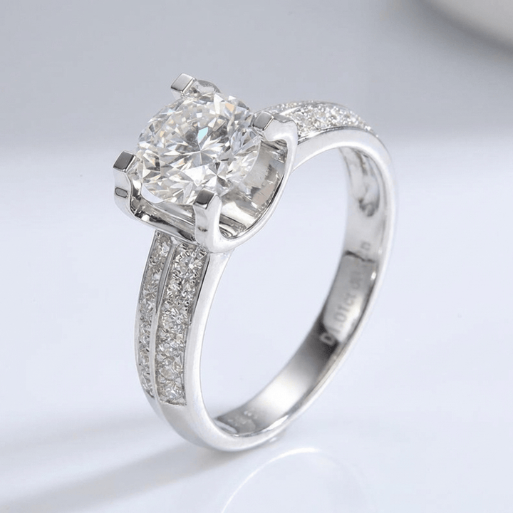 Silver Round Diamond Pave Solitaire Ring - (Adjustable) by Rose & Oliver - product image 1