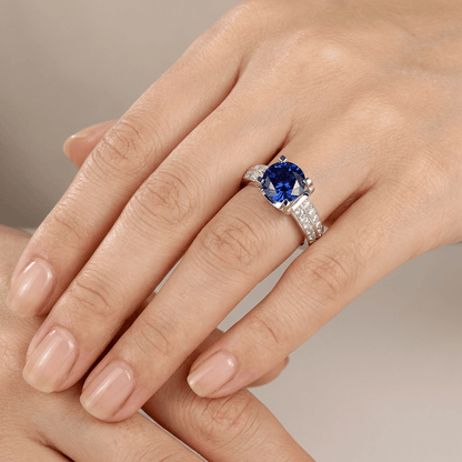Silver Round Diamond Pave Solitaire Ring - (Adjustable) by Rose & Oliver - product image 6