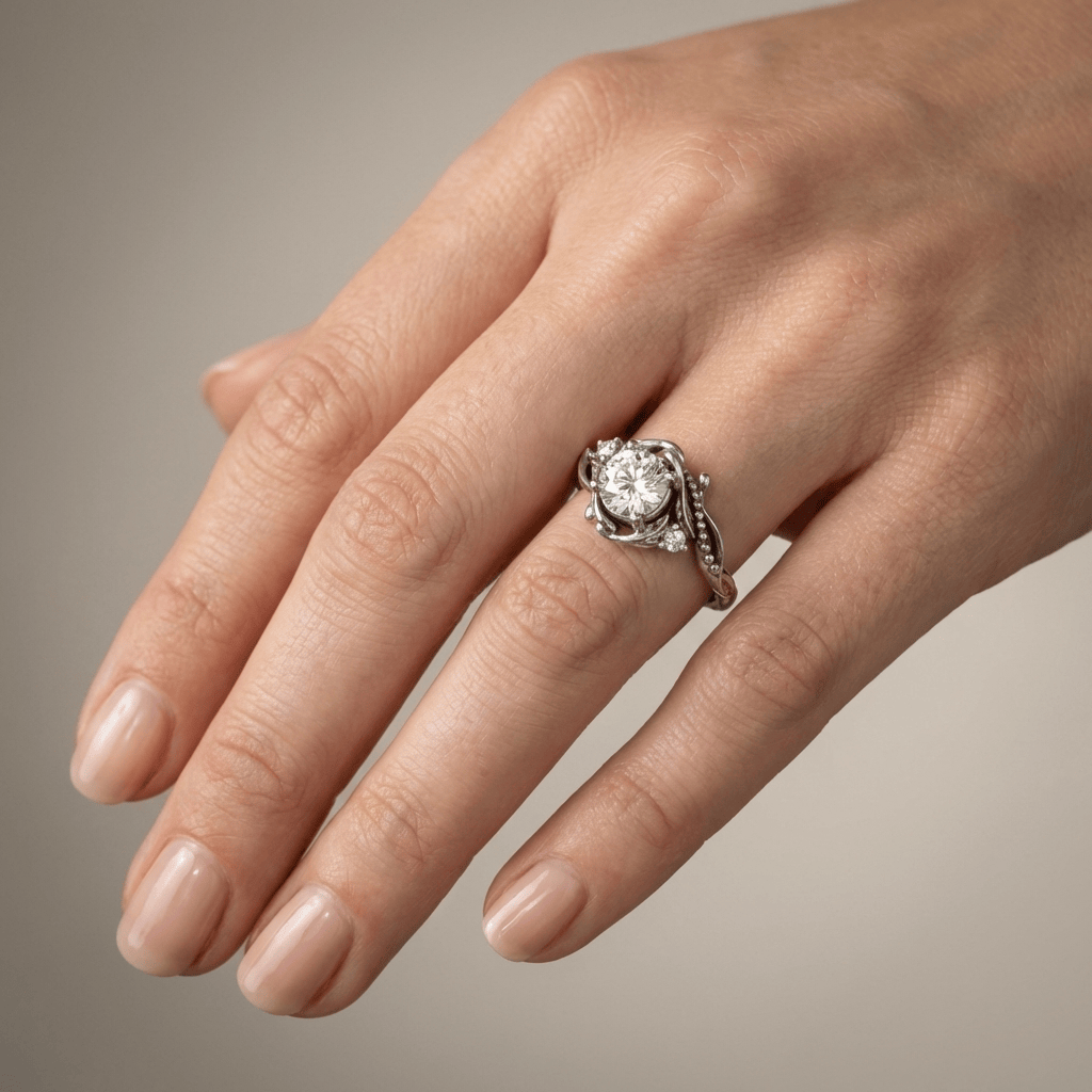 Silver Diamond Ornate Vintage Ring by Rose & Oliver - product image 2