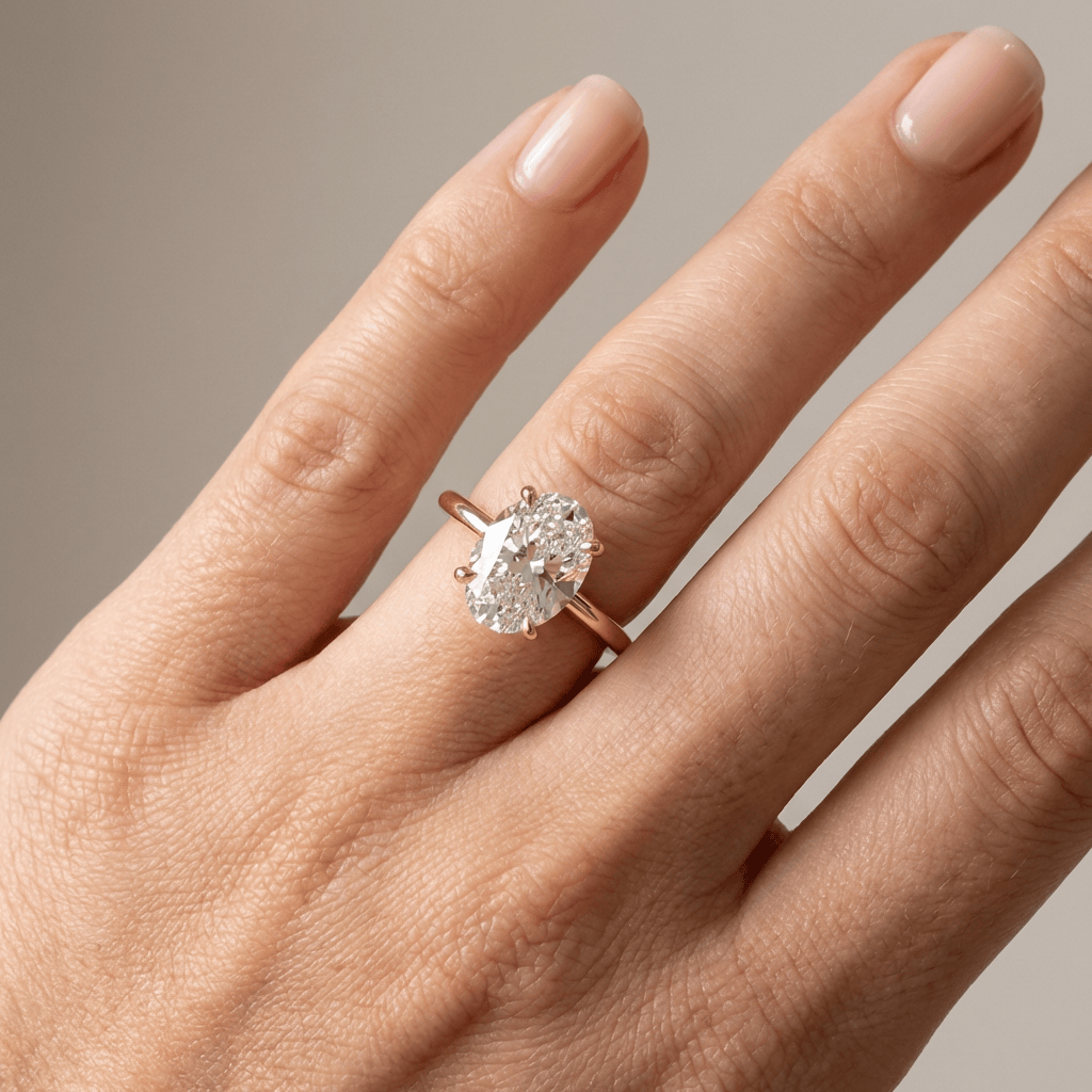 Gold Oval Diamond Solitaire Ring by Rose & Oliver - product image 2