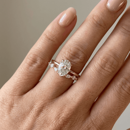 Gold Oval Diamond Marquise Band Set by Rose & Oliver - product image 2
