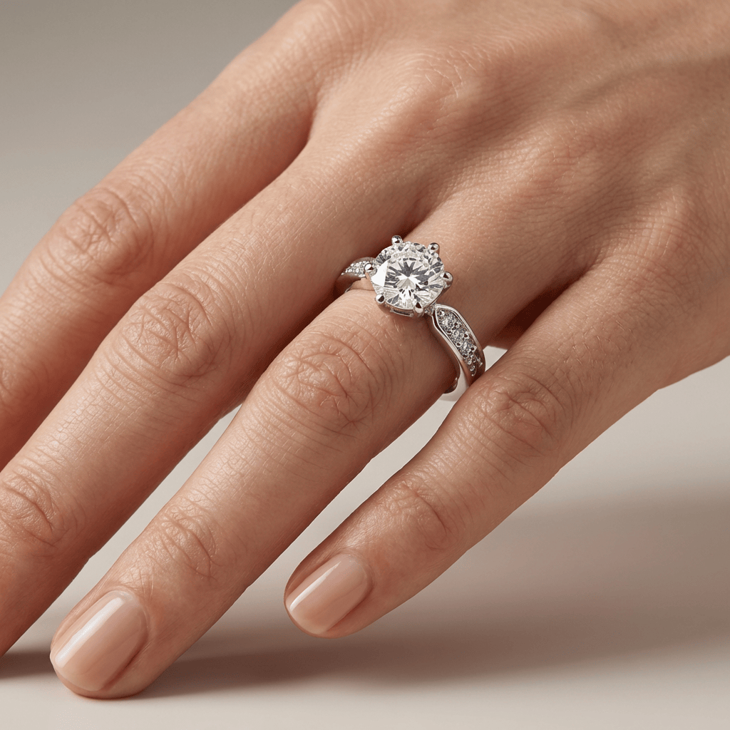 Rose Gold Round Diamond Pave Ring - (Adjustable) by Rose & Oliver - product image 4