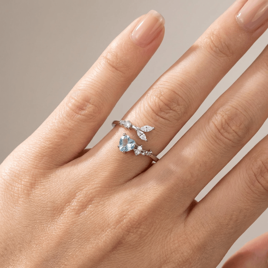 Silver Blue Topaz Solitaire Ring - (Adjustable) by Rose & Oliver - product image 2