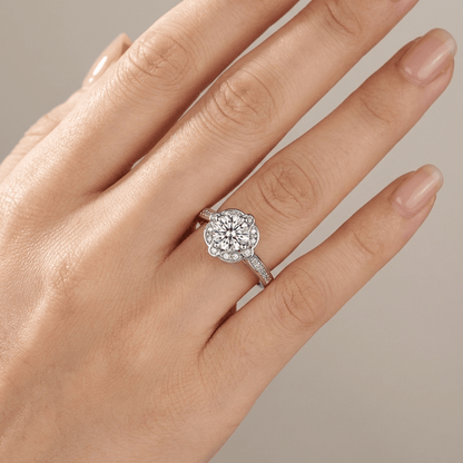 Silver Diamond Bloom Ring - (Adjustable) by Rose & Oliver - product image 2