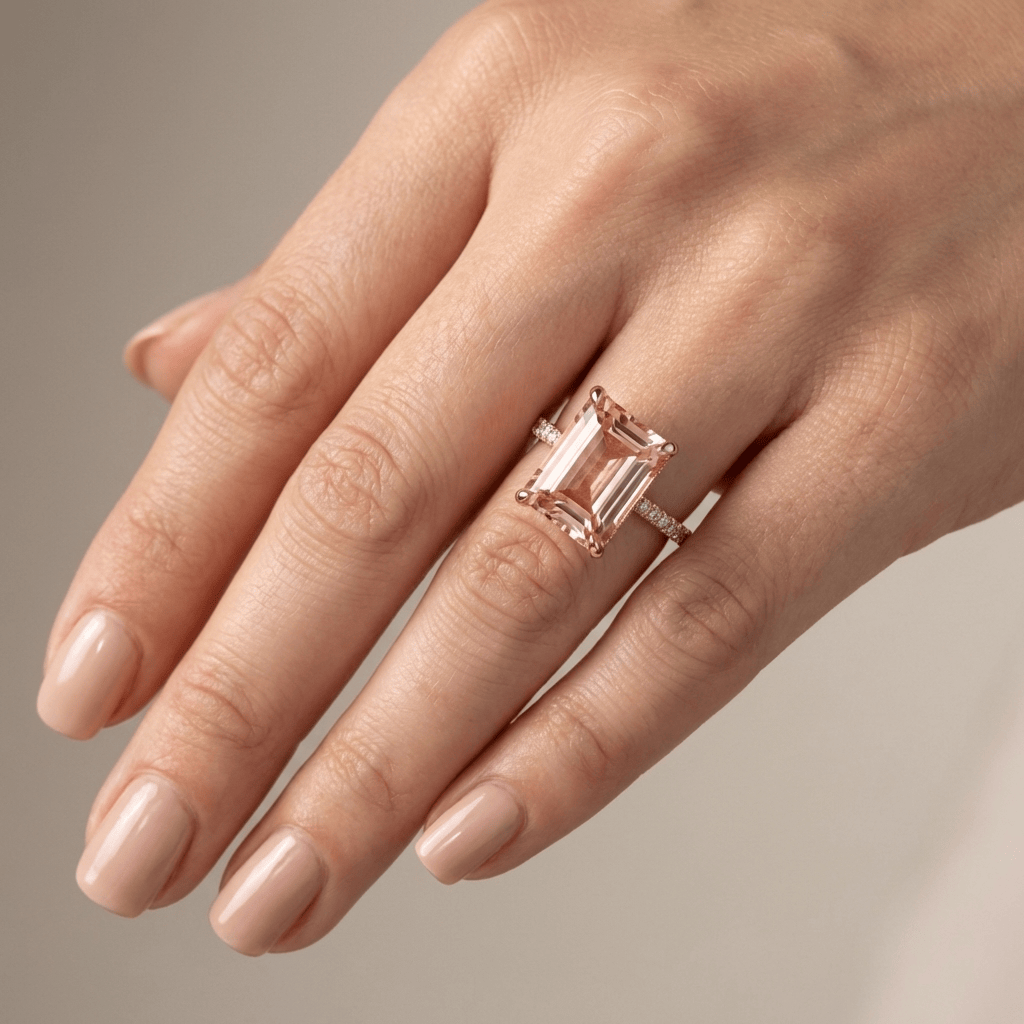 Rose Gold Morganite Pave Ring by Rose & Oliver - product image 2