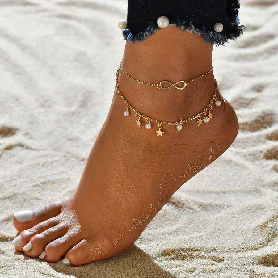 Infinity Anklet Bracelet + Pearls and Stars by Rose & Oliver - product image 2