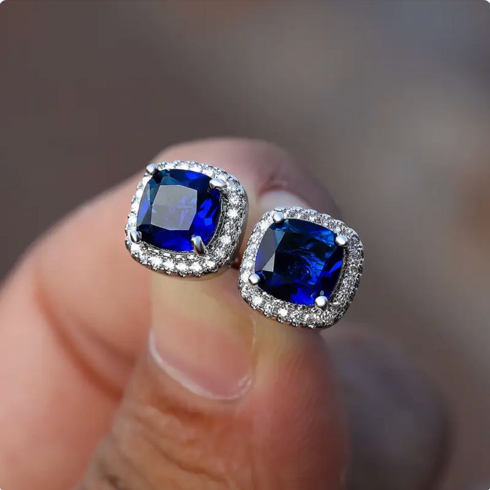 Sapphire Square Stud Earrings by Rose & Oliver - product image 1