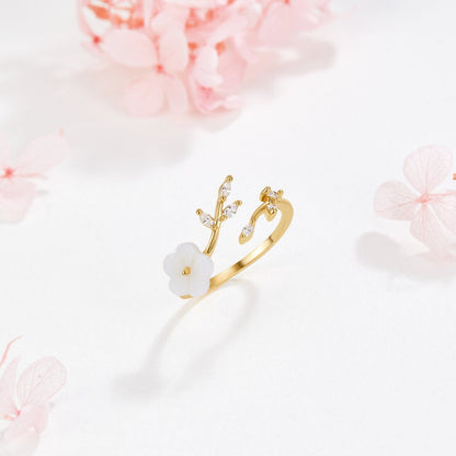 Gold Floral and Leaf Open Ring by Rose & Oliver - product image 5